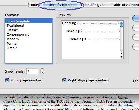 Word For Mac Table Of Contents Formatting